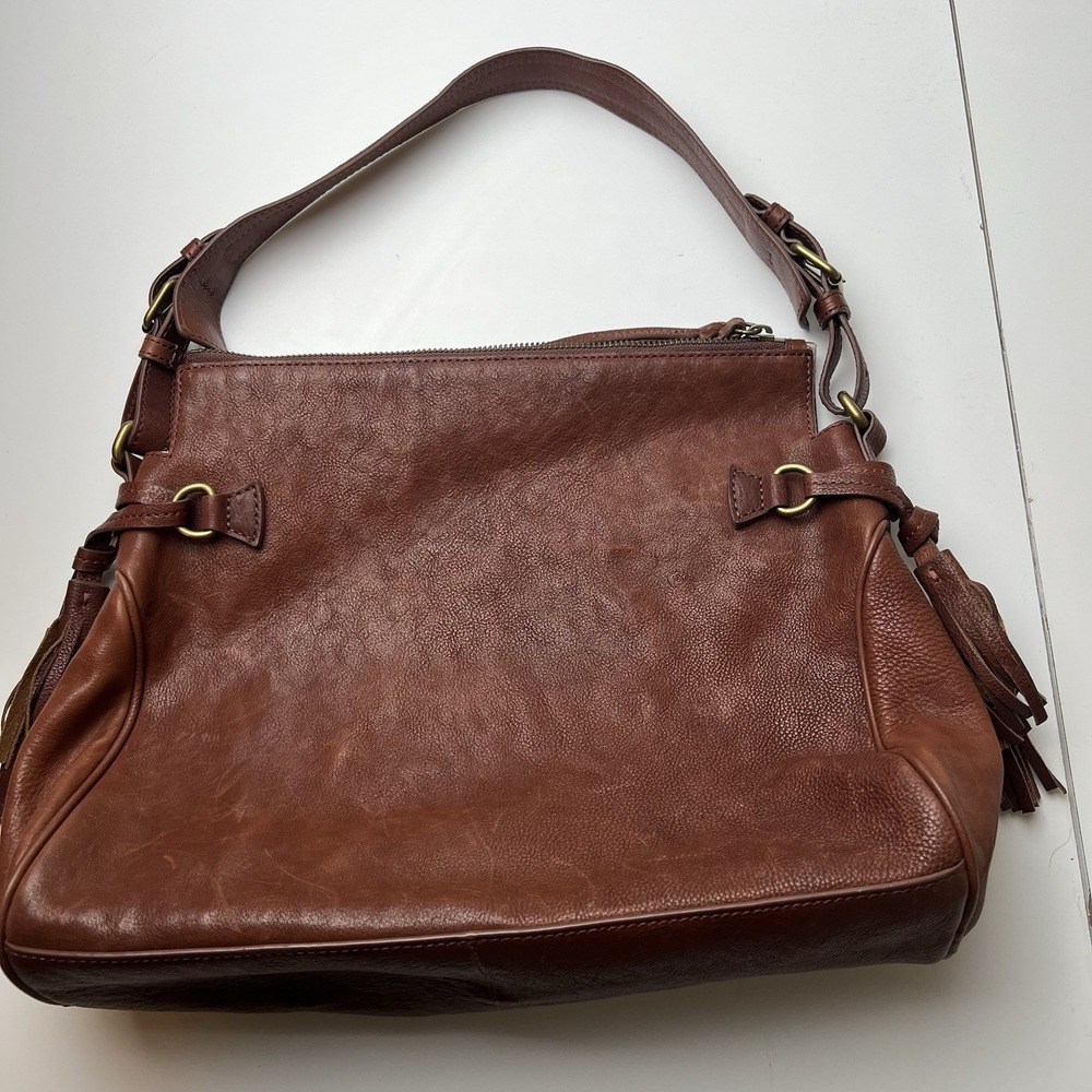 Margot  Genuine Leather Brown Purse  Bag with Tassel Detail